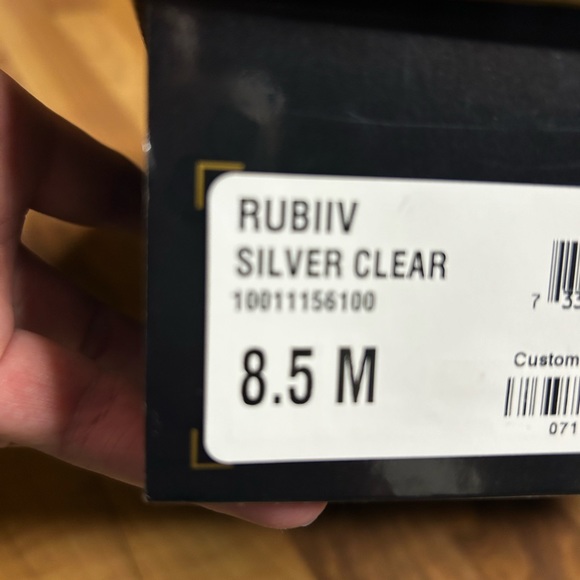 THALIA SODI Silver Translucent Rhinestone Point Toe Stiletto Zip Booties, Sz 8.5 - Picture 9 of 9